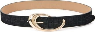 Ettika Sculpted Flow Leather Belt in Black And Gold at Nordstrom, Size X-Small