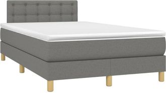 vidaXL Vidaxl - Cama Box Spring Con Colch&oacute;n Y Led Tela Gris Oscuro 120x200 Cm
