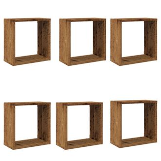 vidaXL Vidaxl - Estantes Cubo De Pared 6 Uds Madera Envejecida 30x15x30 Cm