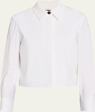 Theory Cropped Linen-Blend Shirt Jacket