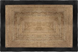 HOME MAISON Alfombra rectangular de yute con borde de color