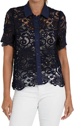 Love Token Lacie Collared Top In Blue