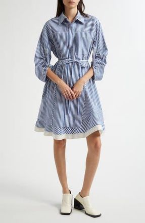3.1 Phillip Lim Stripe Tie Waist Shirtdress in Blue Multi at Nordstrom Rack, Size 10