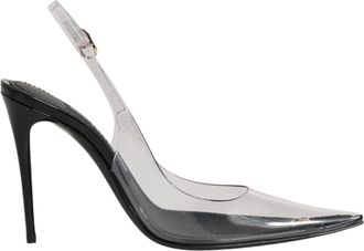Dolce & Gabbana Black Leather Clear PVC Slingback Pumps Womens Shoes