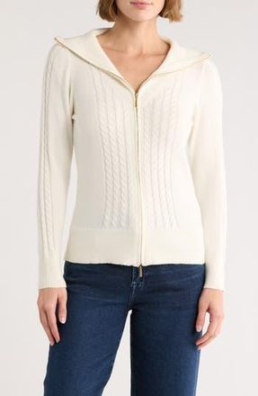 Cyrus Double Zip Cardigan in Cream at Nordstrom Rack, Size Large