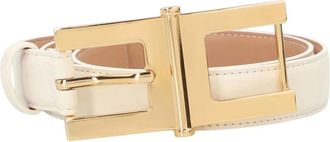 Elisabetta Franchi Logo Gesp Leer Riem - Dames - Accessoires - Wit - Maat: ONE Size Leer