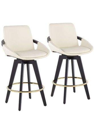 LumiSource Set Of 2 Cosmo Swivel Fixed-Height Counter Stools