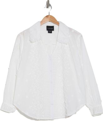 Forgotten Grace Floral Appliqué Cotton Button-Up Shirt in White at Nordstrom Rack, Size X-Large
