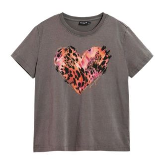 Desigual Tiger Heart T-Shirt - female - Desigual - T-Shirts - Black - XL - Tops