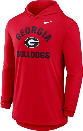 Nike Georgia Primetime Arch Nike Mens Dri-FIT College Long-Sleeve Hooded T-Shirt in Red | 01NB65NNGB-UKL