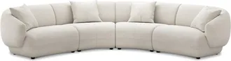 Castlery Auburn Curve L-Shape Sectional Sofa Customized, Performance Linen Weave, Sand, Spill Resistant, Modular for Sofas, Grey, Castlery