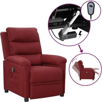vidaXL Poltrona Elettrica Reclinabile Rosso Vino in Tessuto - Vidaxl