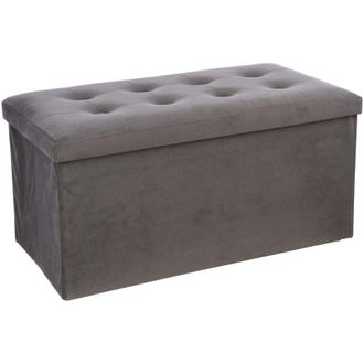 Atmosphera Atmosphera - Puff Plegable Doble lysandre Gris Efecto Terciopelo