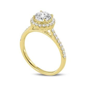 LuvMyJewelry Solstice 14K Yellow Gold Round Cut Lab Grown Round Diamond Halo Engagement Ring - 1.3 Ct at Nordstrom, Size 7
