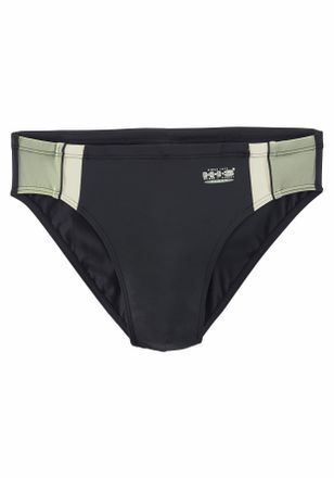 H.I.S Badeslip H.I.S, Herren, Gr. 4, N-Gr, schwarz (schwarz, oliv), Polyamid, Badehosen Badeslip, mit Kontrasteins&auml;tzen