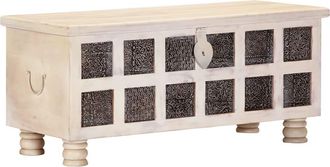 vidaXL Caja De Almacenaje Madera Maciza De Acacia 110x40x45 Cm Blanco Vidaxl