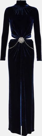 Paco Rabanne Crystal-embellished velvet maxi dress