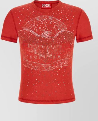 Diesel ribbed crystal-embellished graphic cotton t-shirt