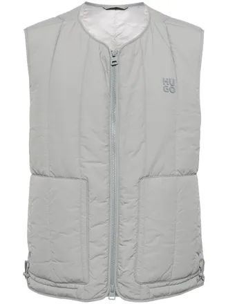HUGO BOSS Gilet con applicazione logo - Grigio
