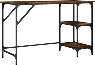 vidaXL Vidaxl - Escritorio metal y madera ingeniería roble ahumado 120x50x75 cm