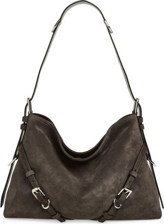 Givenchy Medium Voyou Suede Hobo Bag in 021-Dark Grey at Nordstrom