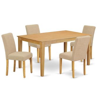 East West Furniture Dining Room Set Oak, CAAB5-OAK-04
