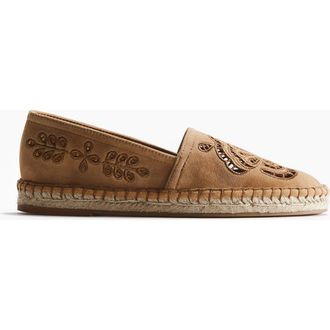 H&M Broderie Anglaise Suede Espadrilles in Dark Beige at Nordstrom, Size 11