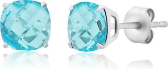 MAX + STONE 925 Sterling Silver 6mm Cushion Cut Gemstone Stud Earrings