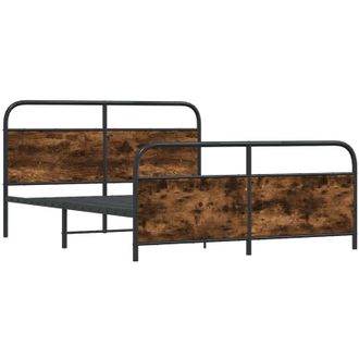 vidaXL Metal Bed Frame without Mattress Smoked Oak 183x213 cm Vidaxl