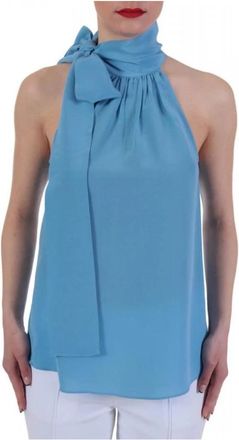 Michael Kors Tie Neck Shoulder Top - Dames - Tops zonder mouwen - Blauw - S - Tops