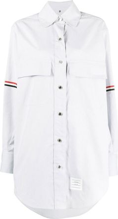 Thom Browne RWB stripe longline shirt - women - Cotton - 40 - Grey