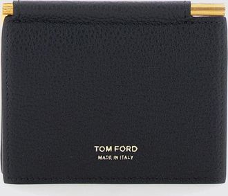 Tom Ford Portacarte bifold in pelle di vitello martellata con clip fermasoldi