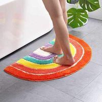 OEM Alfombrilla De Ba&ntilde;o Semicircular A Rayas De 50x80 Cm En Microfibra Colorida, Antideslizante Y Absorbente Para Ba&ntilde;era, Ducha, Ba&ntilde;o, Cocina, Dormitorio,