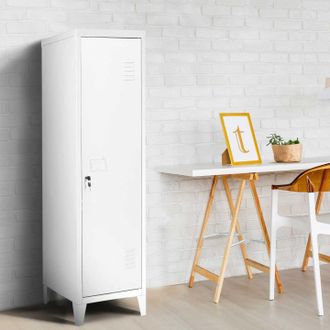 IDMarket Taquilla Ester Con Puerta De Metal Blanco, Dise&ntilde;o Industrial