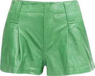 Ganni Ganni Lambskin Leather High Waist Flared Shorts