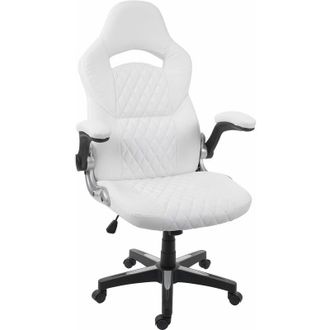 Hhg Silla de oficina HHG-571, silla de escritorio silla giratoria ejecutiva, imitación de cuero, blanco
