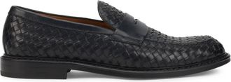 Doucal's Geweven Leren Mocassin - Heren - Loafers - Zwart - 43 EU - Leer - Schoenen