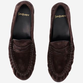 Saint Laurent Mens Loafers Soft Suede Dark Brown