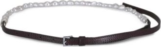 Dorothee Schumacher pearl-embellished leather belt - Brown