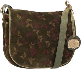 Bottega Veneta Pre-owned Shoulder Bags, female, Green, Size: ONE SIZE Pre-owned Suede Shoulder Bag