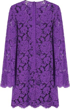 Dolce & Gabbana Womens Lace Mini Dress Purple Viscose