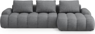 Cosmopolitan Design Sof&aacute; cama esquinero derecho con ba&uacute;l 3 plazas tejido estructural gris