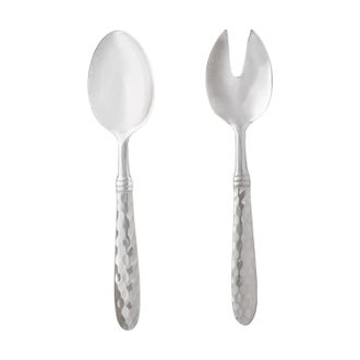 Vietri Martellato Salad Server Set In Silver