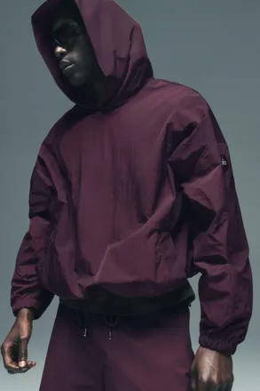Alo | Axis Hooded Pullover Top in Rich Bordeaux, Size: Medium