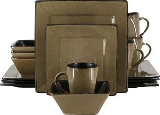 Gibson Home Kiesling 16 Piece Hard Square Stoneware Dinnerware Set in Beige at Nordstrom