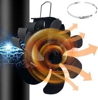 OEM Ventilador Magn&eacute;tico Para Chimenea De 6 Aspas, No Requiere Electricidad, Accionado T&eacute;rmicamente, Chimenea Ecol&oacute;gica