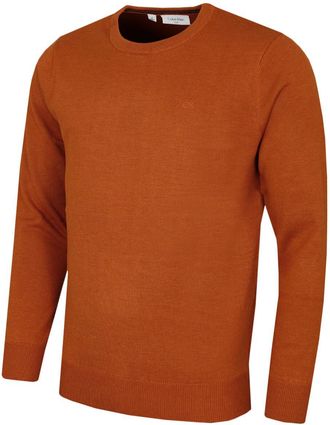 Calvin Klein Mens Crew Neck Cotton Sweater - Ginger - XL