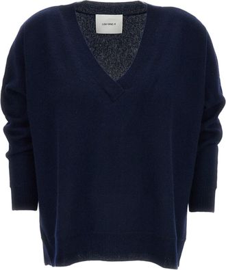 Lisa Yang Blue Kenny V-Neck Cashmere Sweater