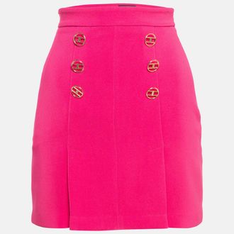 Elisabetta Franchi Pink Logo Embellished Mini Skirt