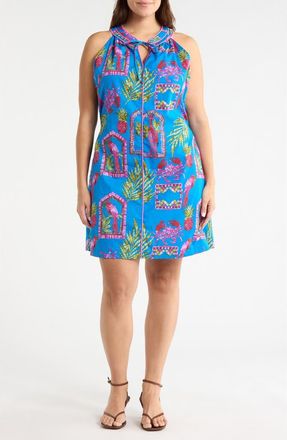 Sugarlips Bally Tropical Print Sleeveless Minidress in Pink-Blue-Green at Nordstrom, Size 2X